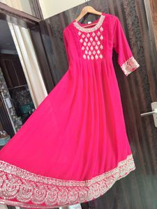 Pink Embroidered Anarkali Kurta