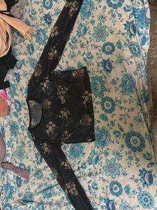 SHEIN Black Sheer Net Crop Top | Transparent | Lon