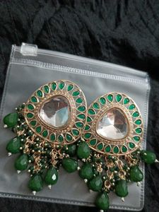 Green Kundan Earrings- Never used