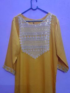 Yellow Embroidered Kurta
