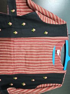 Striped Embroidered Kurta