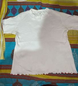 White Ribbed Knit Top
