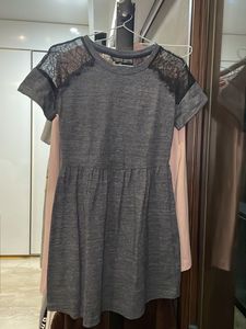 Gray Dress with Lace Details