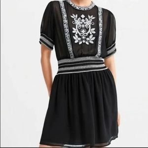 Zara Black Embroidered Mini Dress