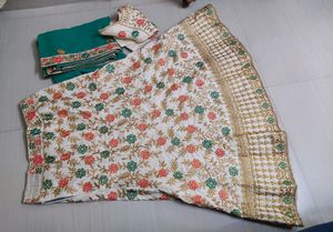 Cream Floral Lehanga