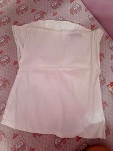 White Strapless Pleated Top