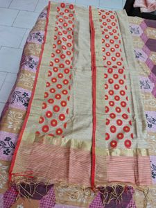 New Unused Khakhi&amp; Orange Weaving Dupatta