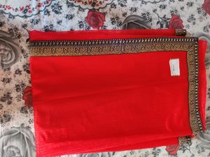 New Red Sinthetic Saree