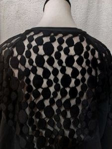 Black Lace Sleeve Sweatshirt