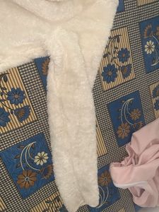 White Fuzzy Zip-Up Jacket