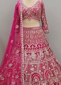 Cherry Red Embroidered Lehenga Choli Dupatt
