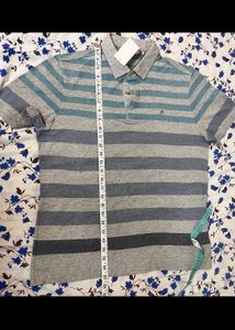 Olzen Premium Grey Shirt with Blue &amp; Green Stripes