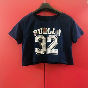 Navy Blue Crop Top