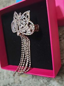 Rhinestone Flower Brooch with Tassels For Hairs