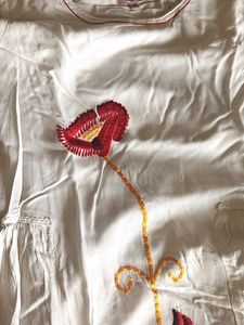 White Embroidered Floral Dress