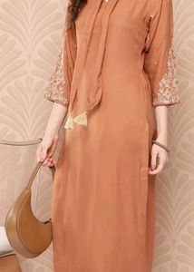 Elegant Brown Embroidered Kurta