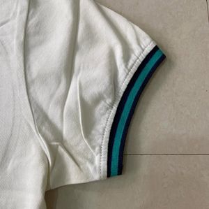 UCB White Solid Cropped Round Neck T-shirt