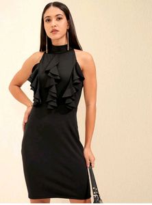 With Tag Black Ruffle Dress