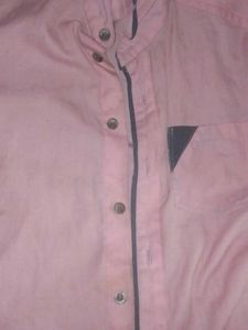 Pink Tshirt With Grey Lones On The Buttons &amp;Handsn