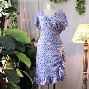 Plus Size Floral Wrap Dress