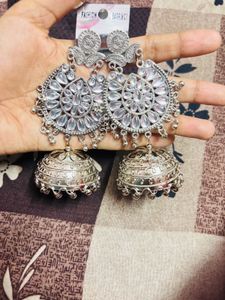 Silver Jhumka Earrings