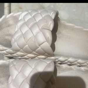 White Woven Detail Flats