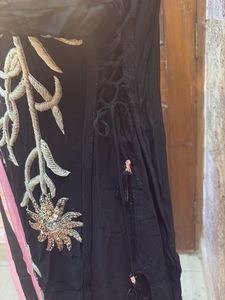 Elegant Black &amp; Neon Pink Embroidered Set