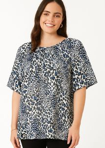 Bluish Animal Print Top