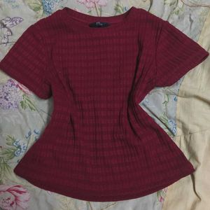 Cute Burgundy Ribbed Top