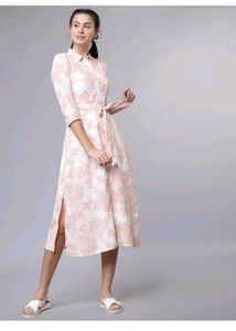 Floral Print Midi Shirt Dress