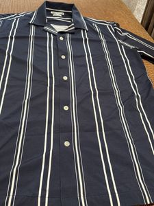 Zara Striped Camp Collar Shirt - SIZE M