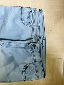 Light Blue Distressed High-waist Jeans