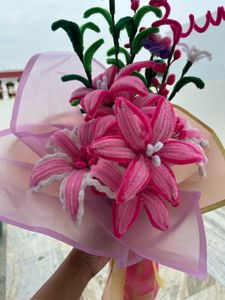 Pink Lily Pipe Cleaner Flower bouquet 🌷