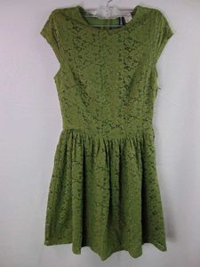 Olive Green Coloured Dress With Buttons.