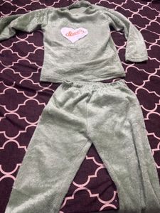 Cute Green Fuzzy Two-Piece Set