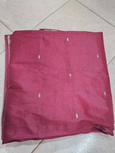Elegant burgundy Saree with silver border