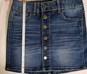 Denim Button-Front Mini Skirt