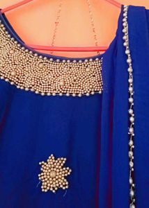 Blue Embroidered Kurta with Dupatta