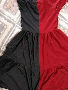 Red &amp; Black Colorblock Dress