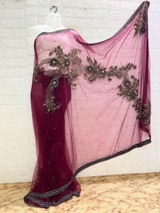 Net Embroidery And Beadwork Saree