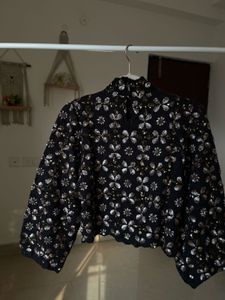 ZARA Embroidered Sequins Embellished Blouse