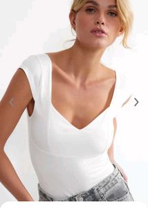 Sweetheart Neckline White Top