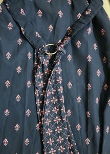 All Round Navy Ethnic Middi Dress Wd Belt
