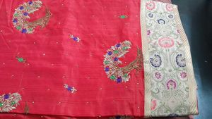 Embroidered Red &amp; Gold Saree