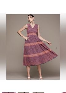 LABEL RITU KUMARFloral Print V-neck Fit &amp; Flare Dr