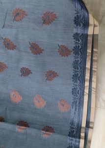 New UNUSED Cotton Saree In Charcoal Colour