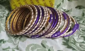 Purple &amp; White Bangle Set