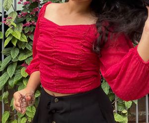 Red Polka Dot Crop Top