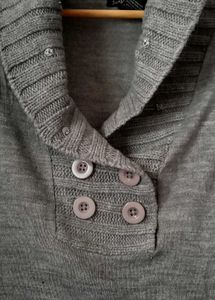 Gray Short Sleeve Sweater Top