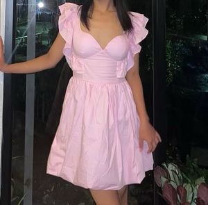 Pink Ruffle Mini Dress